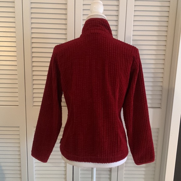 Woolrich Women’s Kinsdale Deep Ruby Red Ribbed Zip Front Jacket Pockets Size S - Picture 2 of 10